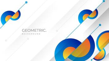 blue and orange geometric background with semi circle and stripes. vector