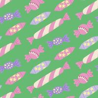 Flat seamless pattern with candies vector