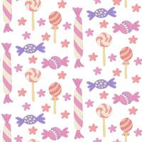 Sweets seamless pattern in flat childish style vector