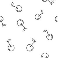 seamless pattern cherry fruit outline flat design vector