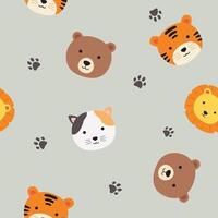 cute animal wildlife seamless pattern flat design vector