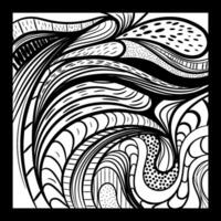 painting with texture of curved lines in black and white vector