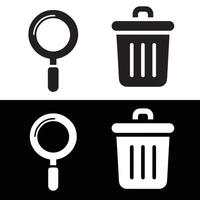 Search and trash bin icon, recycle bin icon, trash can icon vector