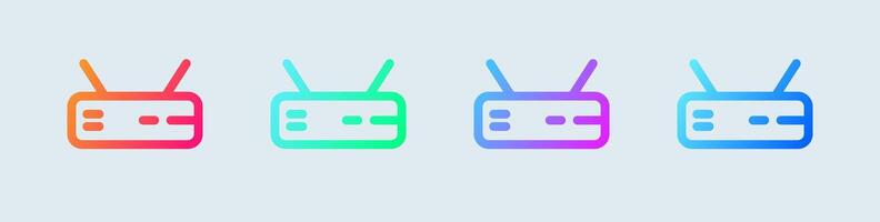 Router line icon in gradient colors. Network connection signs illustration. vector