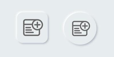 Add text line icon in neomorphic design style. Articles signs illustration. vector