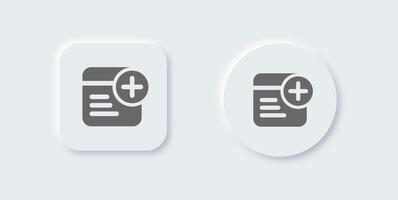 Add text solid icon in neomorphic design style. Articles signs illustration. vector