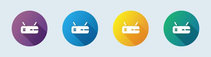 Router solid icon in flat design style. Network connection signs illustration. vector