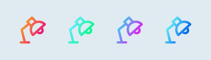 Table lamp line icon in gradient colors. Light signs illustration. vector