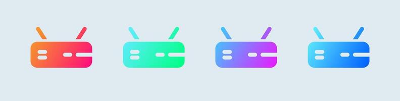 Router solid icon in gradient colors. Network connection signs illustration. vector