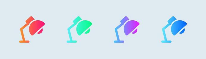 Table lamp solid icon in gradient colors. Light signs illustration. vector