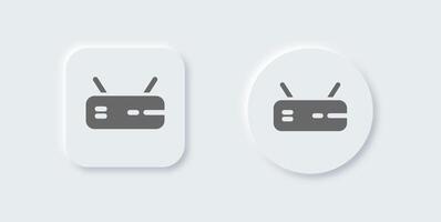 Router solid icon in neomorphic design style. Network connection signs illustration. vector