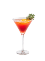 Pomegranate Punch Vibrant red cocktail in a wine glass garnished with a sprig of rosemary png