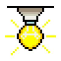 Ceiling light bulb in pixel art style vector