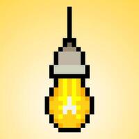 Ceiling light bulb in pixel art style vector
