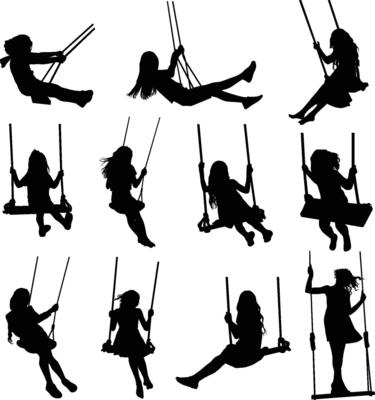 Girl swinging at the park silhouette