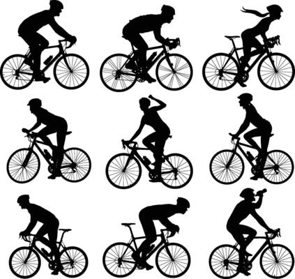 cycling silhouettes in different positions