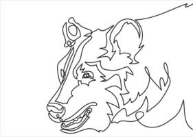 illustration. bear's head. Line. one line continuous draw vector