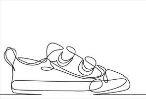 illustration of sneakers. Sports shoes in a line style. Continuous one line vector