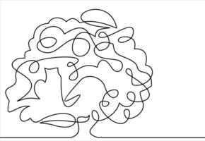continuous line drawing of nature tree illustration vector