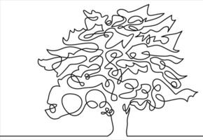 continuous line drawing of nature tree illustration vector