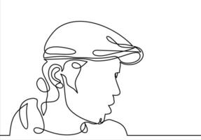 handsome man in wearing a retro cap. continuous line. vector
