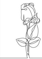 One line rose design. Hand drawn minimalism style illustration. vector