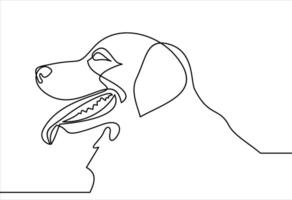 continuous line drawing of happy dog portrait vector
