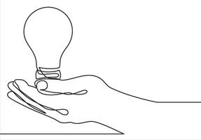 one line continuous draw with a light bulb, a man with a light bulb vector