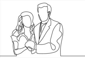 Couple in love. Man and woman embracing each other affectionately-continuous line drawing vector