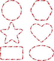 set of christmas frames with candy cane pattern. isolated christmas flat borders vector