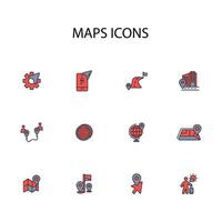 Map icon set..Editable stroke.linear style sign for use web design,logo.Symbol illustration. vector