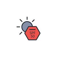 SPF 50 icon. .Editable stroke.linear style sign for use web design,logo.Symbol illustration. vector