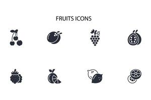 Fruits icon set..Editable stroke.linear style sign for use web design,logo.Symbol illustration. vector