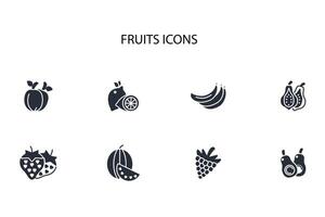 Fruits icon set..Editable stroke.linear style sign for use web design,logo.Symbol illustration. vector