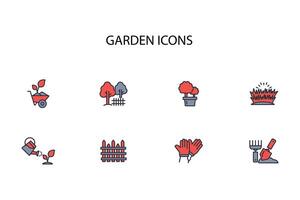 garden icon set..Editable stroke.linear style sign for use web design,logo.Symbol illustration. vector