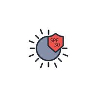 SPF 30 icon. .Editable stroke.linear style sign for use web design,logo.Symbol illustration. vector