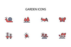 garden icon set..Editable stroke.linear style sign for use web design,logo.Symbol illustration. vector