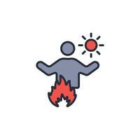 Sunburn icon. .Editable stroke.linear style sign for use web design,logo.Symbol illustration. vector