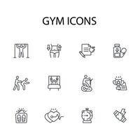 Gym and fitness icon set..Editable stroke.linear style sign for use web design,logo.Symbol illustration. vector
