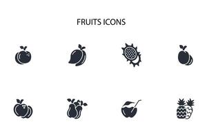 Fruits icon set..Editable stroke.linear style sign for use web design,logo.Symbol illustration. vector
