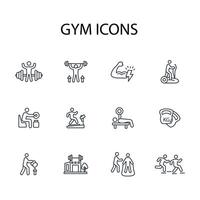 Gym and fitness icon set..Editable stroke.linear style sign for use web design,logo.Symbol illustration. vector