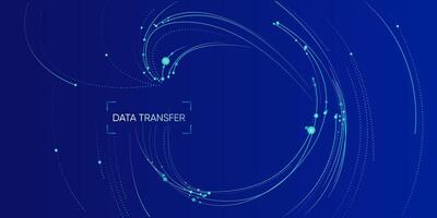 Illustration of abstract stream information. Cyberpunk, big data and cybersecurity. Cyberspace, blockchain transactions. Connection, AI, data transfer background vector