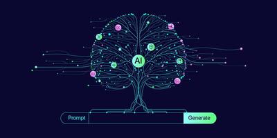 Illustration of abstract stream information. Big data, technology, AI, data transfer, data flow, , large language model, ai brain background vector