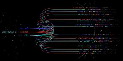 Illustration of abstract stream information with line and dot. Big data, technology, AI, data transfer, data flow, large language model, LLM vector