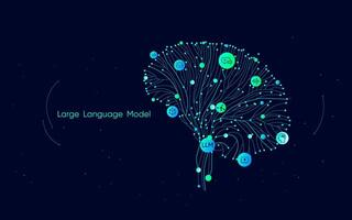 Illustration of abstract stream information with line and dot. Big data, technology, AI, data transfer, data flow, large language model, LLM vector