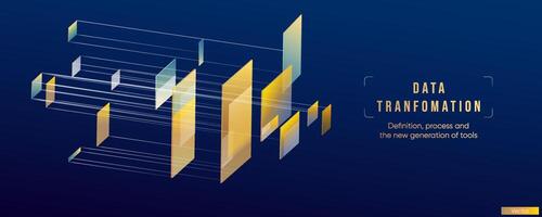 Illustration of abstract stream information. Cyberpunk, big data and cybersecurity. Cyberspace, blockchain transactions. Connection, AI, data transfer background vector