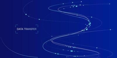 Illustration of abstract stream information. Cyberpunk, big data and cybersecurity. Cyberspace, blockchain transactions. Connection, AI, data transfer background vector