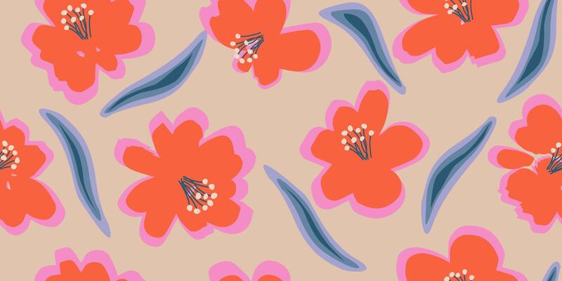 Exotic hand drawn flowers, seamless patterns with floral for fabric, textiles, clothing, wrapping paper, cover, banner, home decor, abstract backgrounds.