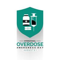 Overdose awareness day is observed every year on August 31. Banner poster, flyer and background design. Eps 10. vector
