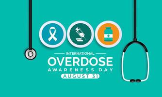 Overdose awareness day is observed every year on August 31. Banner poster, flyer and background design. Eps 10. vector